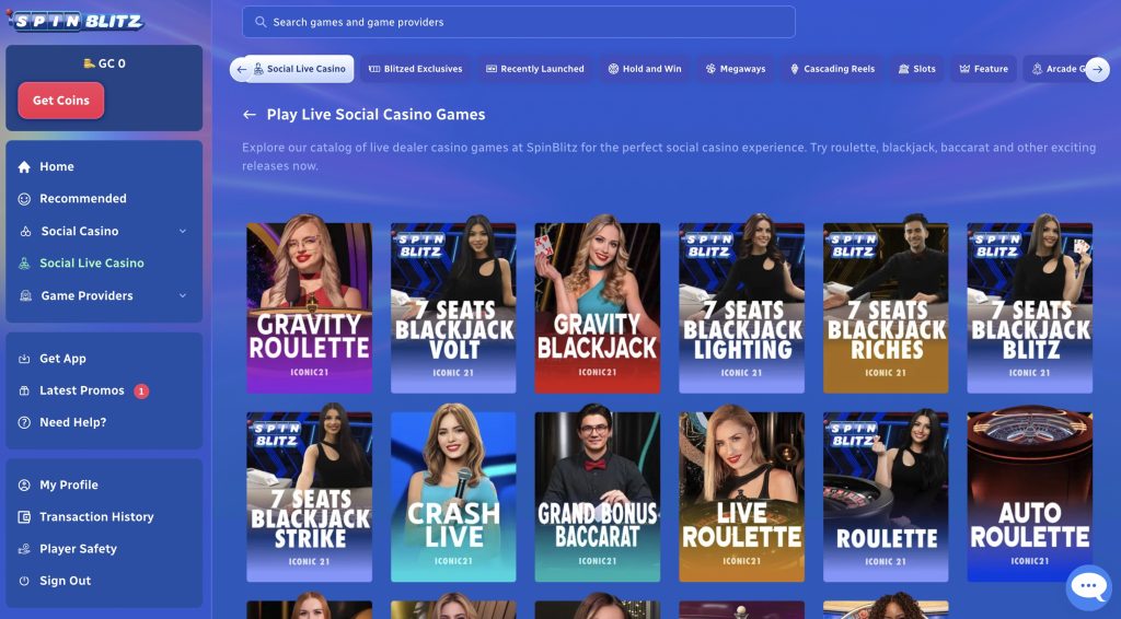 Spinblitz Live Social Casino Games